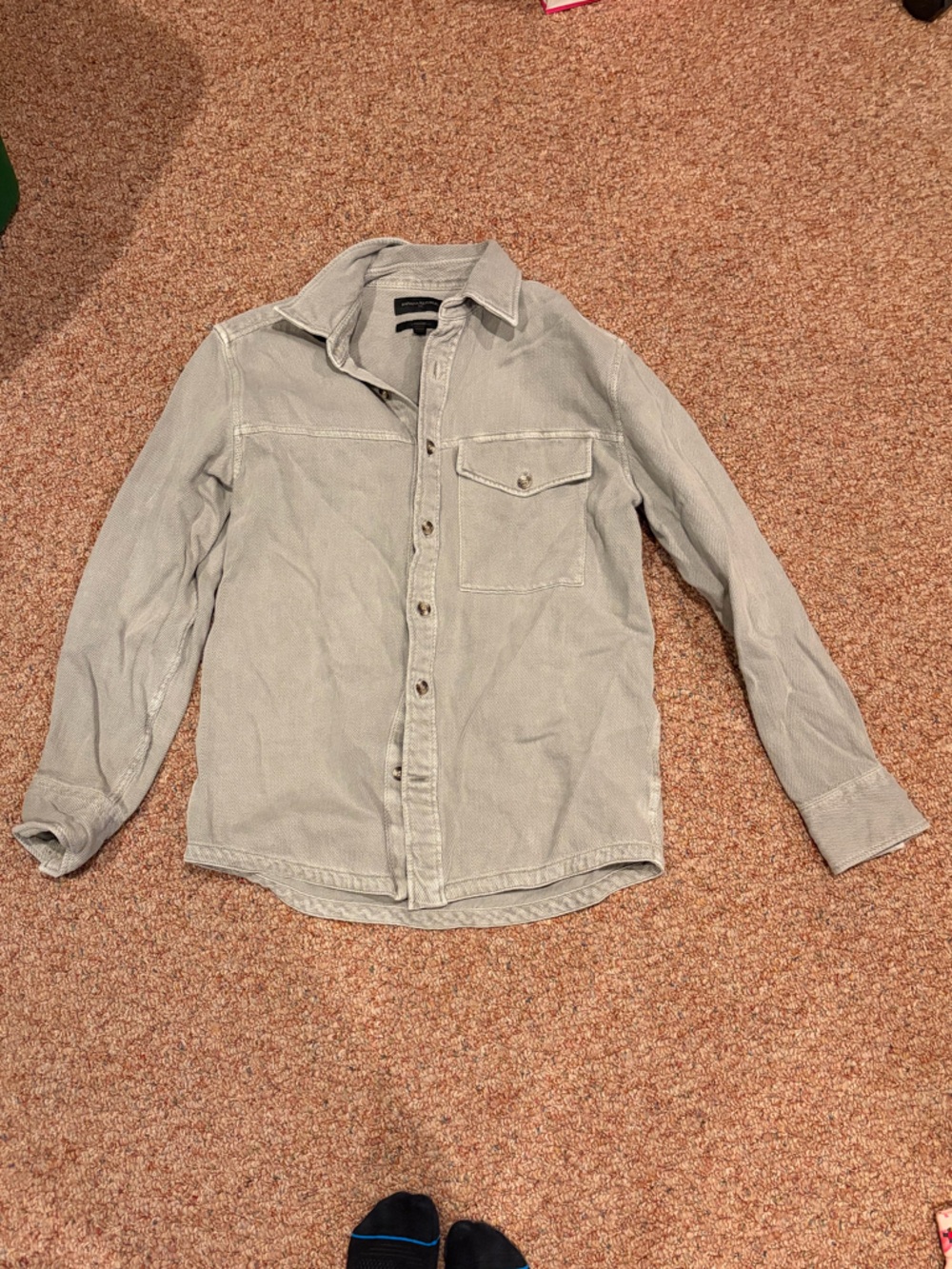 Banana Republic Gray Button-Up Shirt Jacket